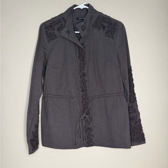 Love Sam Jackets & Blazers - Love Sam Charcoal Embroidered Utility Jacket